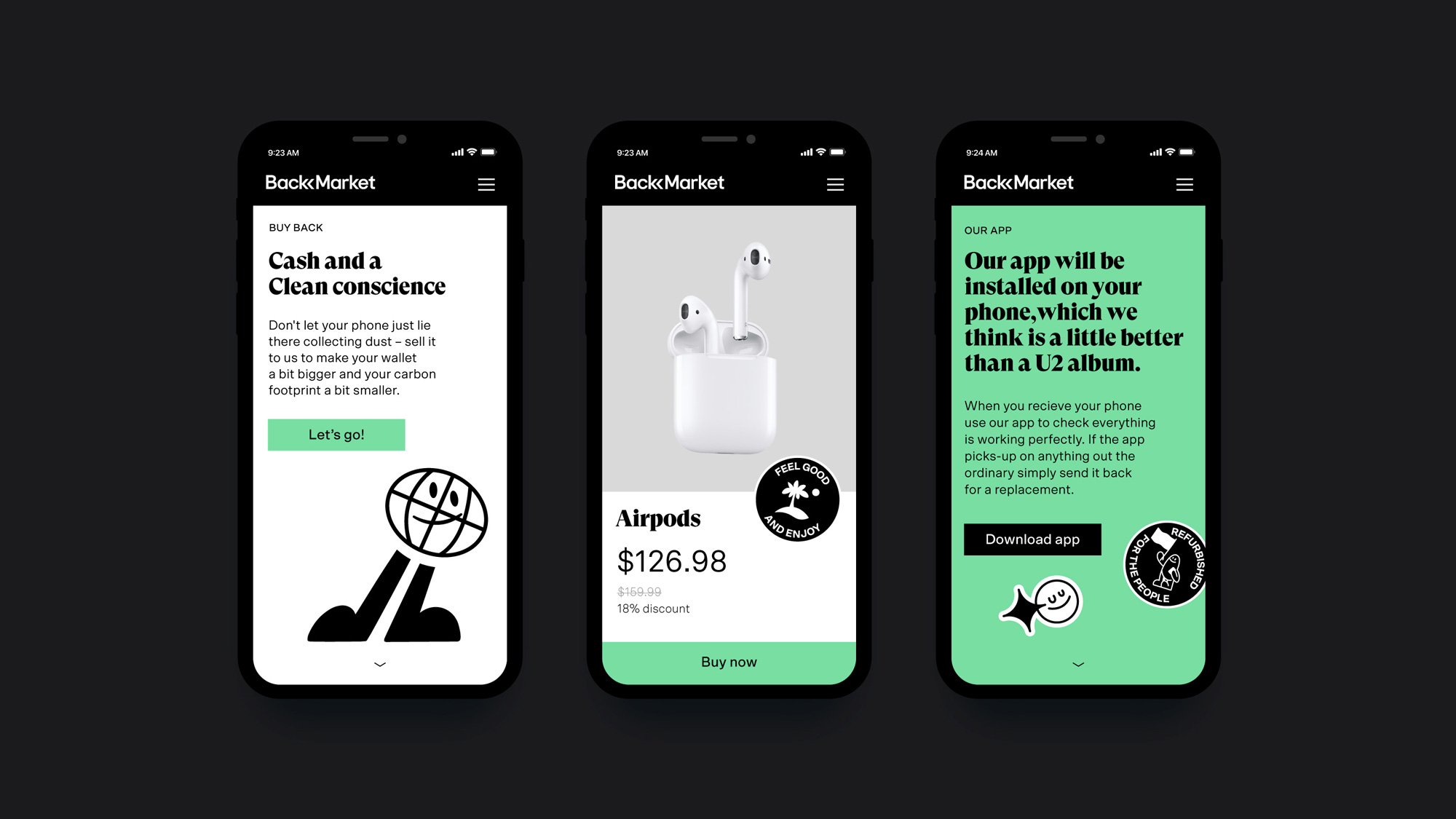 Back Market電子設(shè)備翻新服務(wù)商公司vi設(shè)計,APP設(shè)計